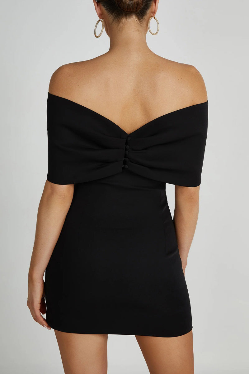 GR | Sexy Celebrities Uni with Bow Off the Shoulder Wrap Skirt Dresses