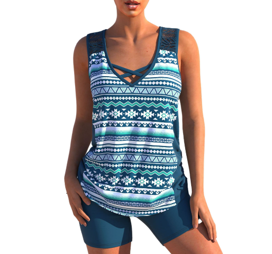 GR Tankini Set | Summery tankini set with geometric V-neck