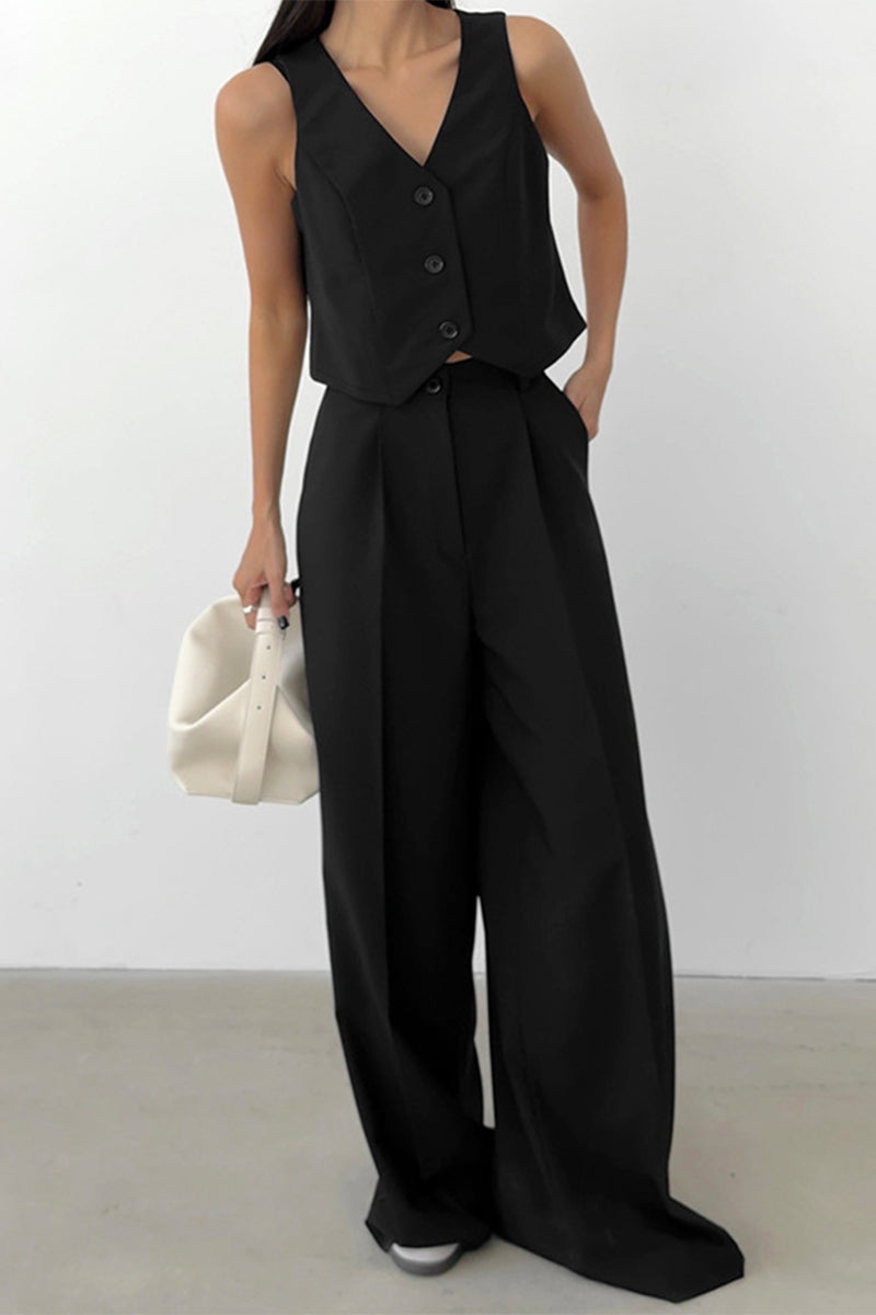GR | Two-piece sleeveless business casual ensemble