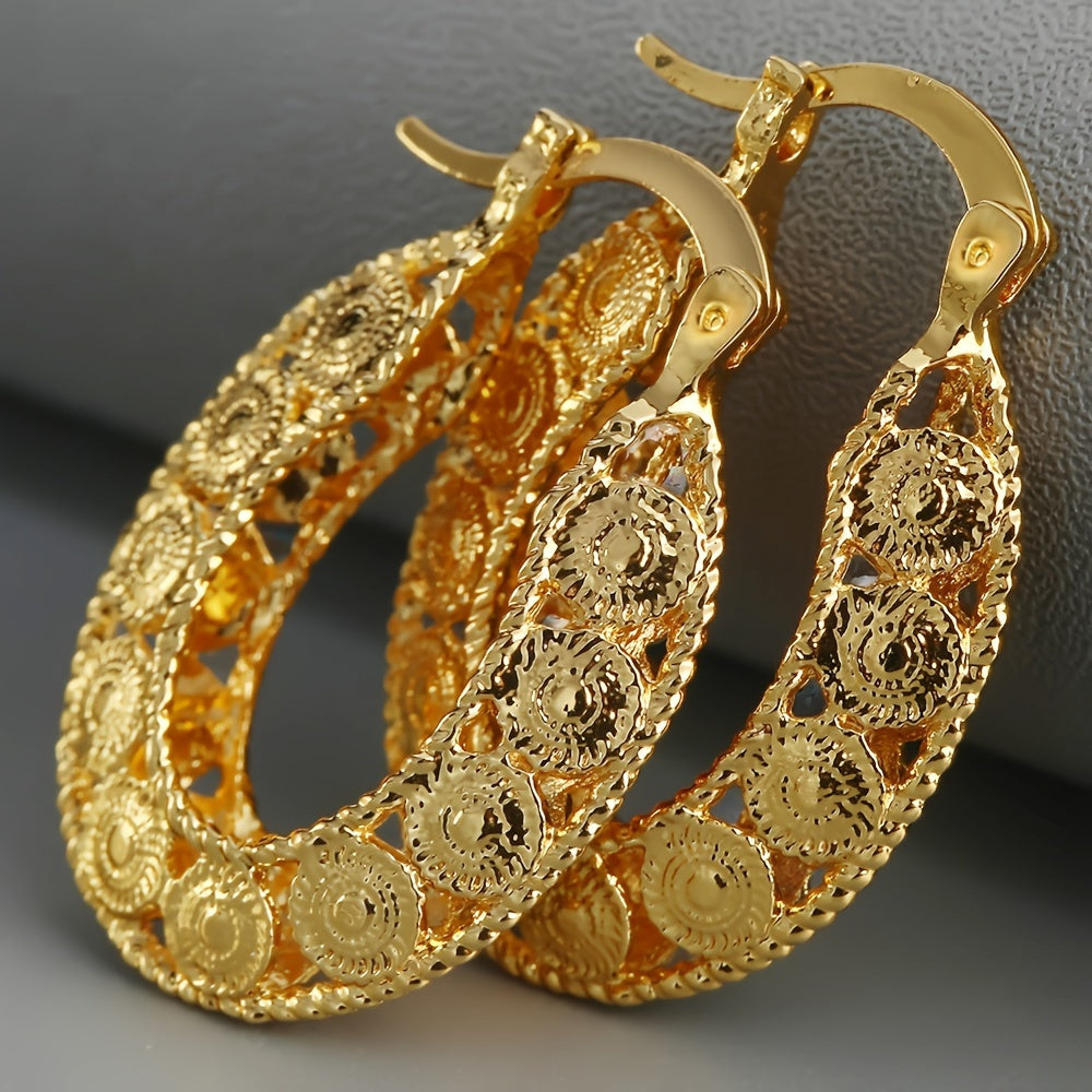 GR | 14kt Gold Unique Gold Filigree Chunky Hoop Earrings