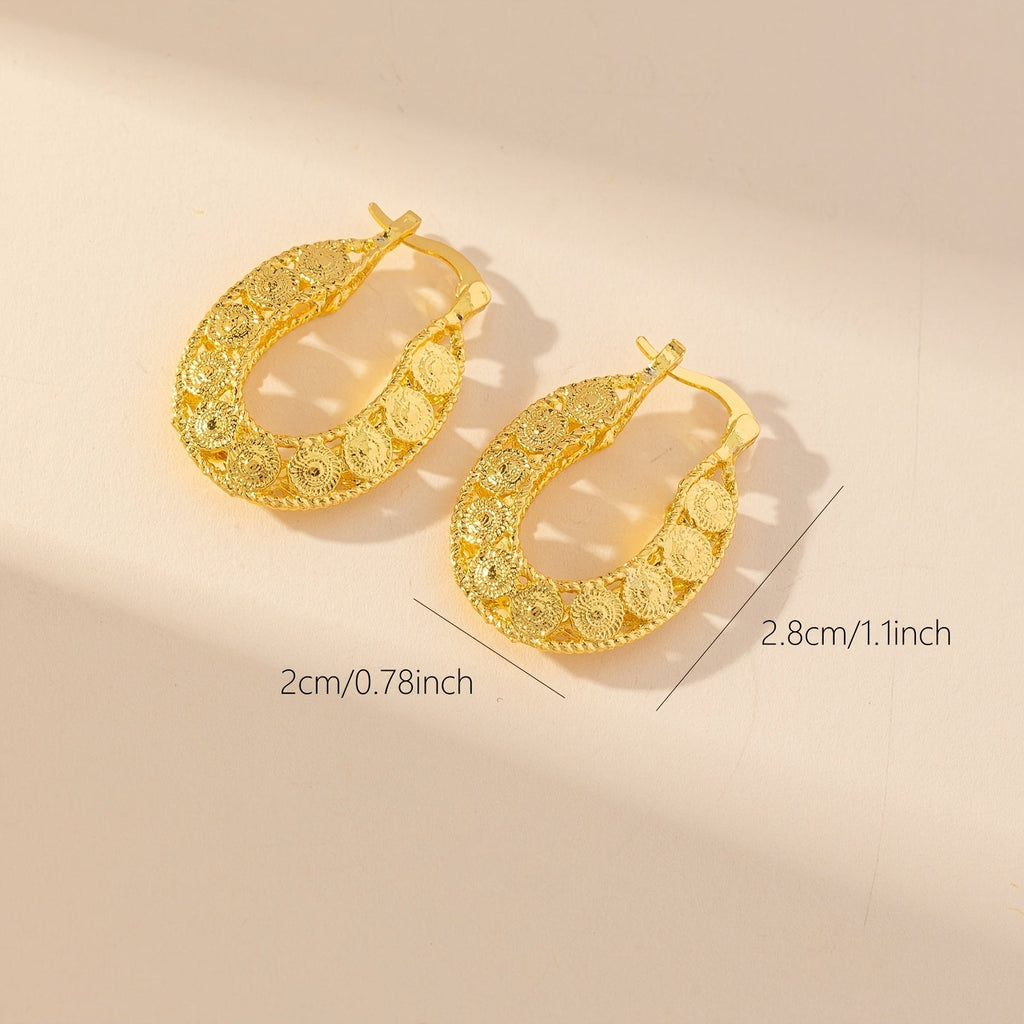 GR | 14kt Gold Unique Gold Filigree Chunky Hoop Earrings