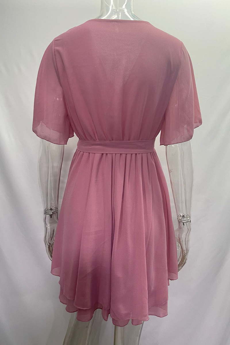 GR | Sexy Solid Color Lace Dress with Ruffled Cut, V-Neck, A-Line - 3 Colors