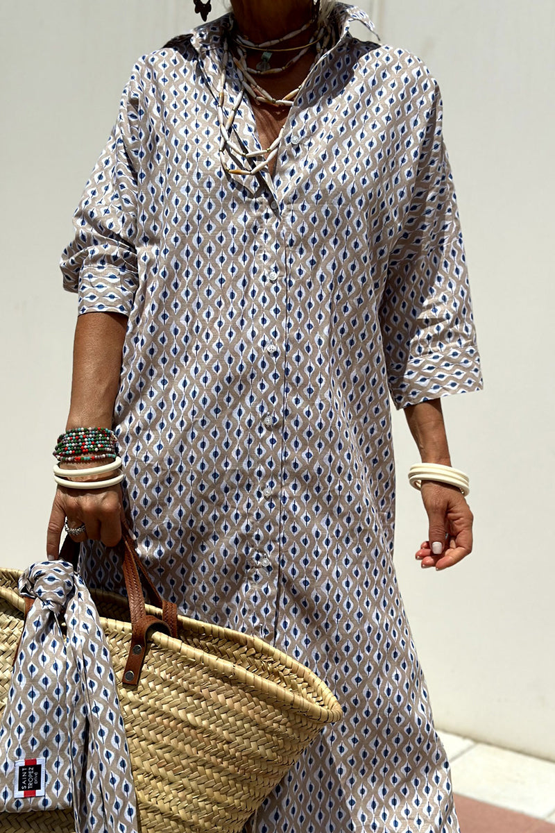 GR | Casual checkered striped print button-up shirt dresses with belt and turn-down collar - 5 colours