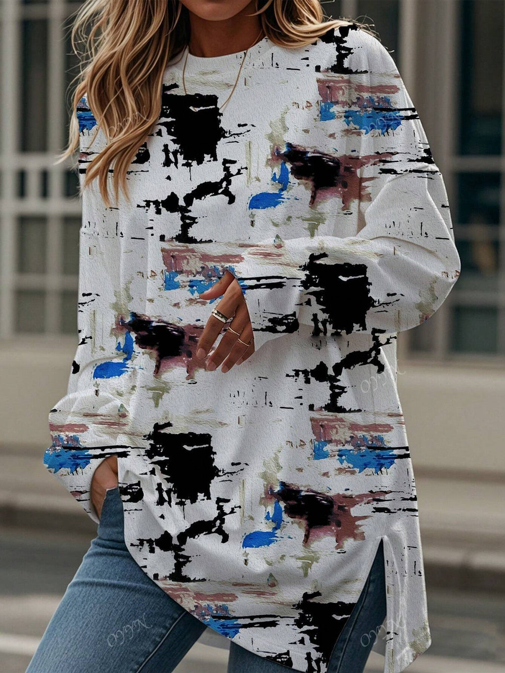 GR | Women's Digital Print Long Sleeve T-Shirt