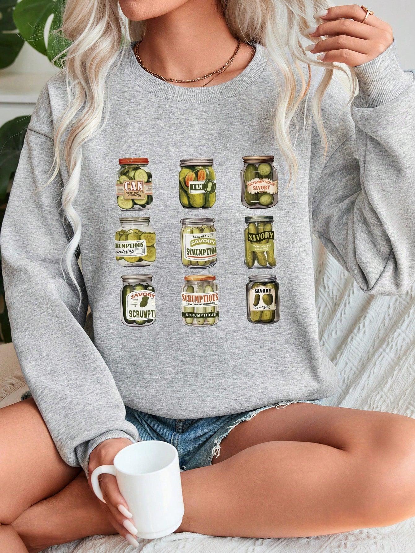 GR | Gestreiftes Sweatshirt mit Rosa Details für Damen