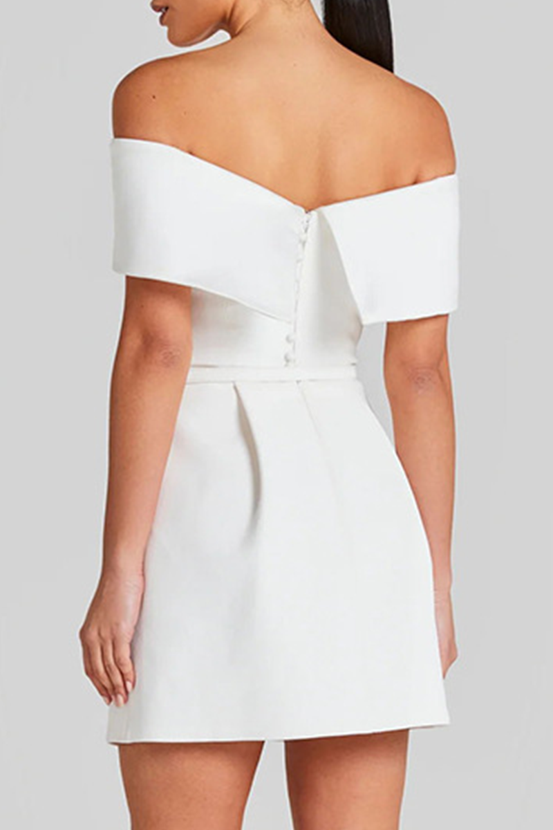 GR | Sexy Solid Color Bag Lace-Up Off Shoulder A-Line Dresses - 3 Colors
