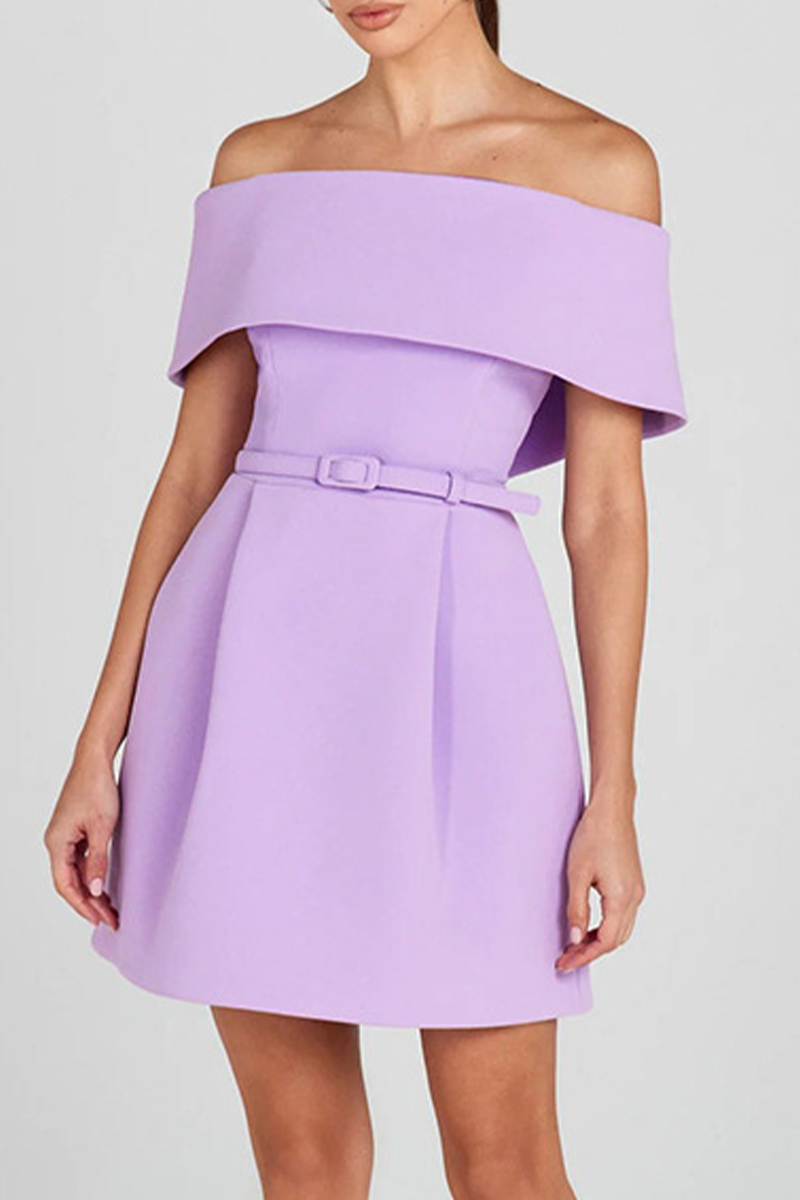 GR | Sexy Einfarbige Tasche Schnürung Off Shoulder A Linie Kleider - 3 Farben