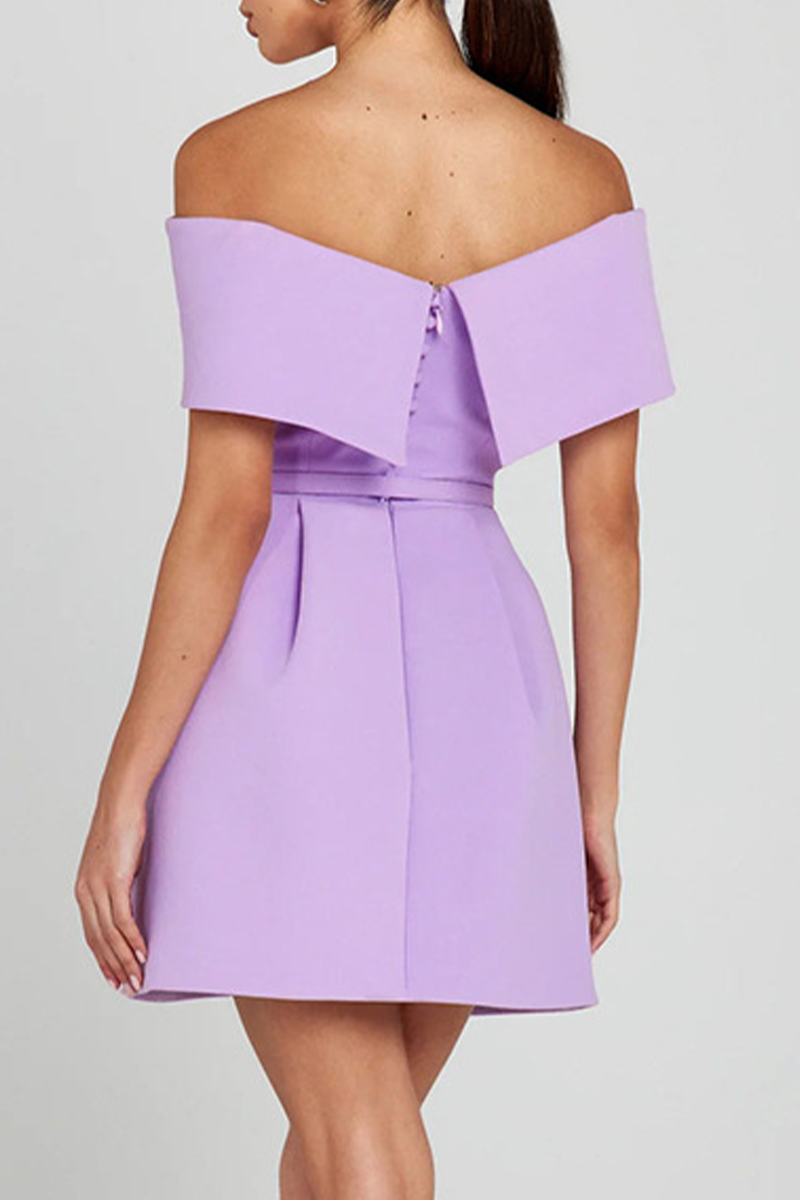 GR | Sexy Solid Color Bag Lace-Up Off Shoulder A-Line Dresses - 3 Colors