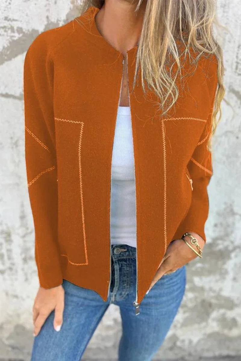 GR | Casual everyday pocket patchwork zip-up O-neck outerwear - 8 colours