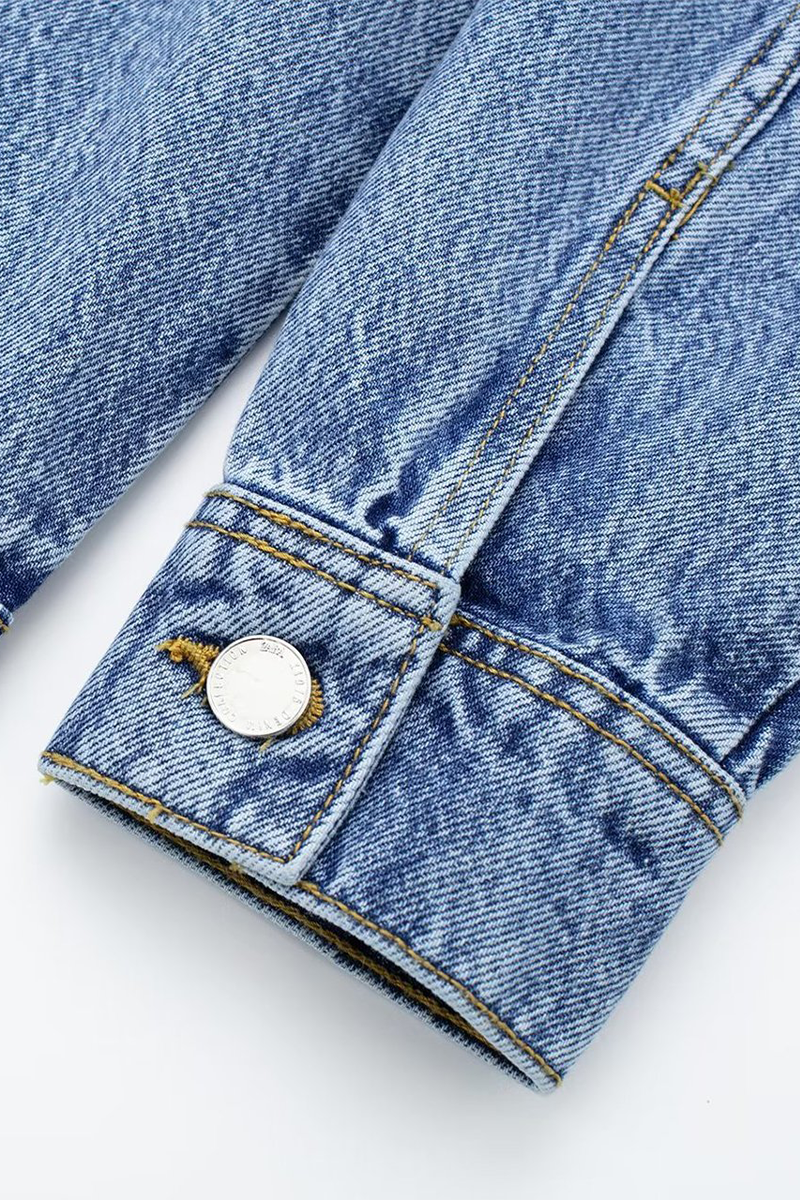 GR | Casual Street Solid Color Pocket Button Turn-Down Collar Long Sleeves Loose Denim Overalls