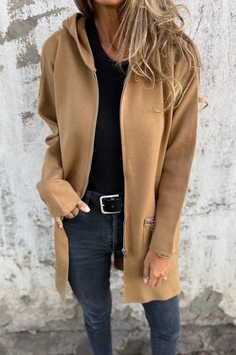 GR | Casual everyday slit zip-up hooded outerwear - 9 colours
