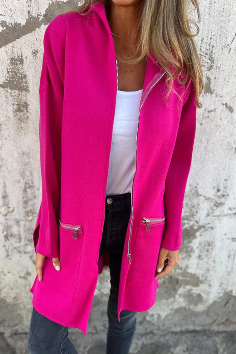 GR | Casual everyday slit zip-up hooded outerwear - 9 colours