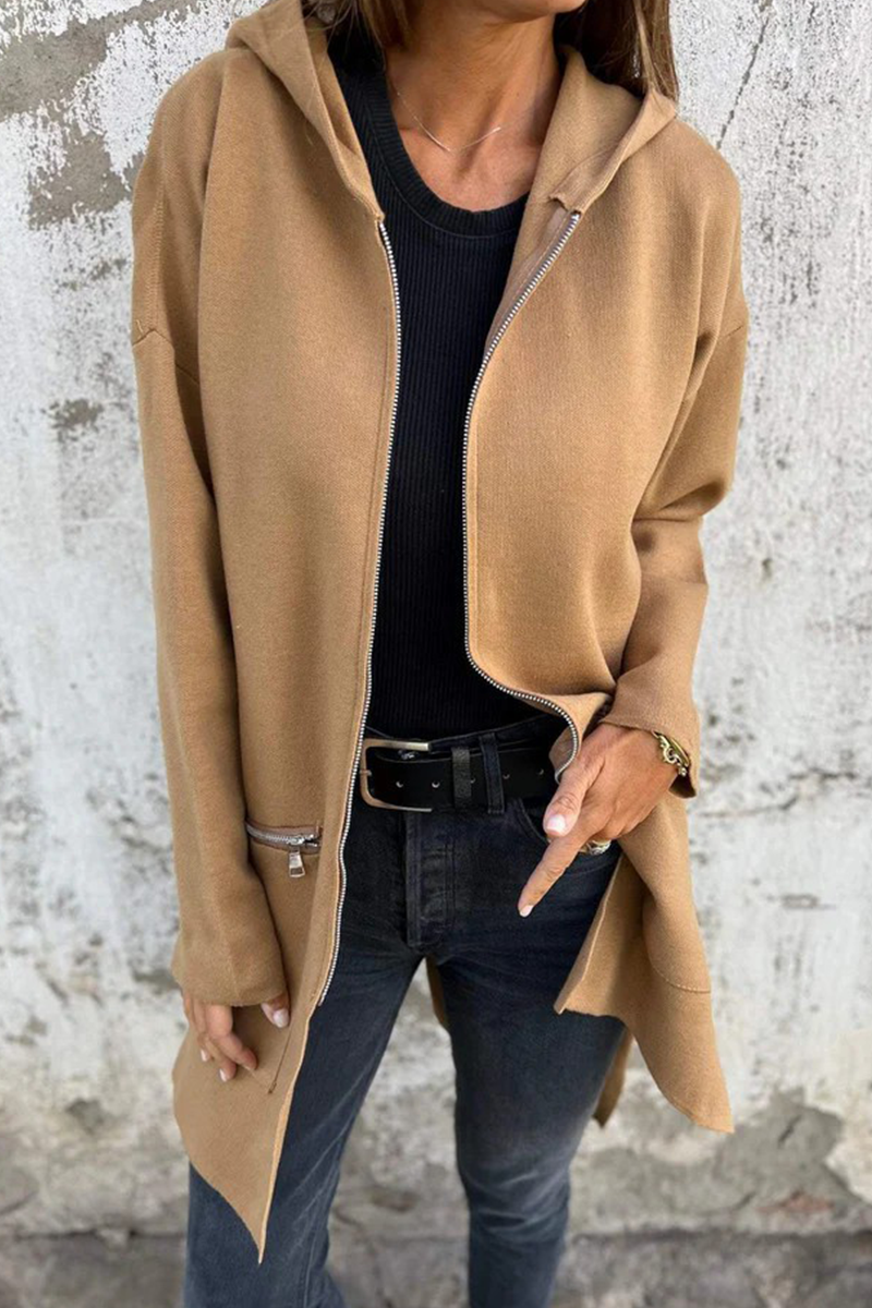 GR | Casual everyday slit zip-up hooded outerwear - 9 colours