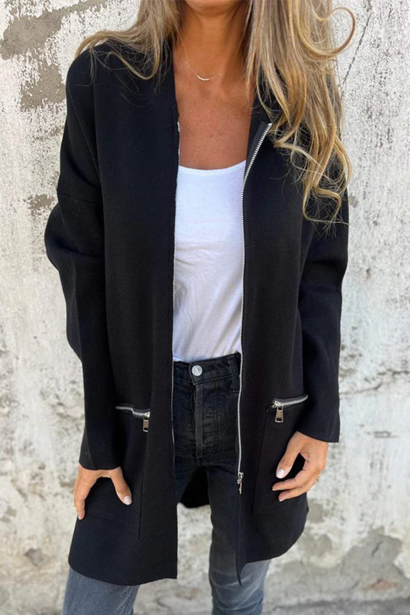 GR | Casual everyday slit zip-up hooded outerwear - 9 colours