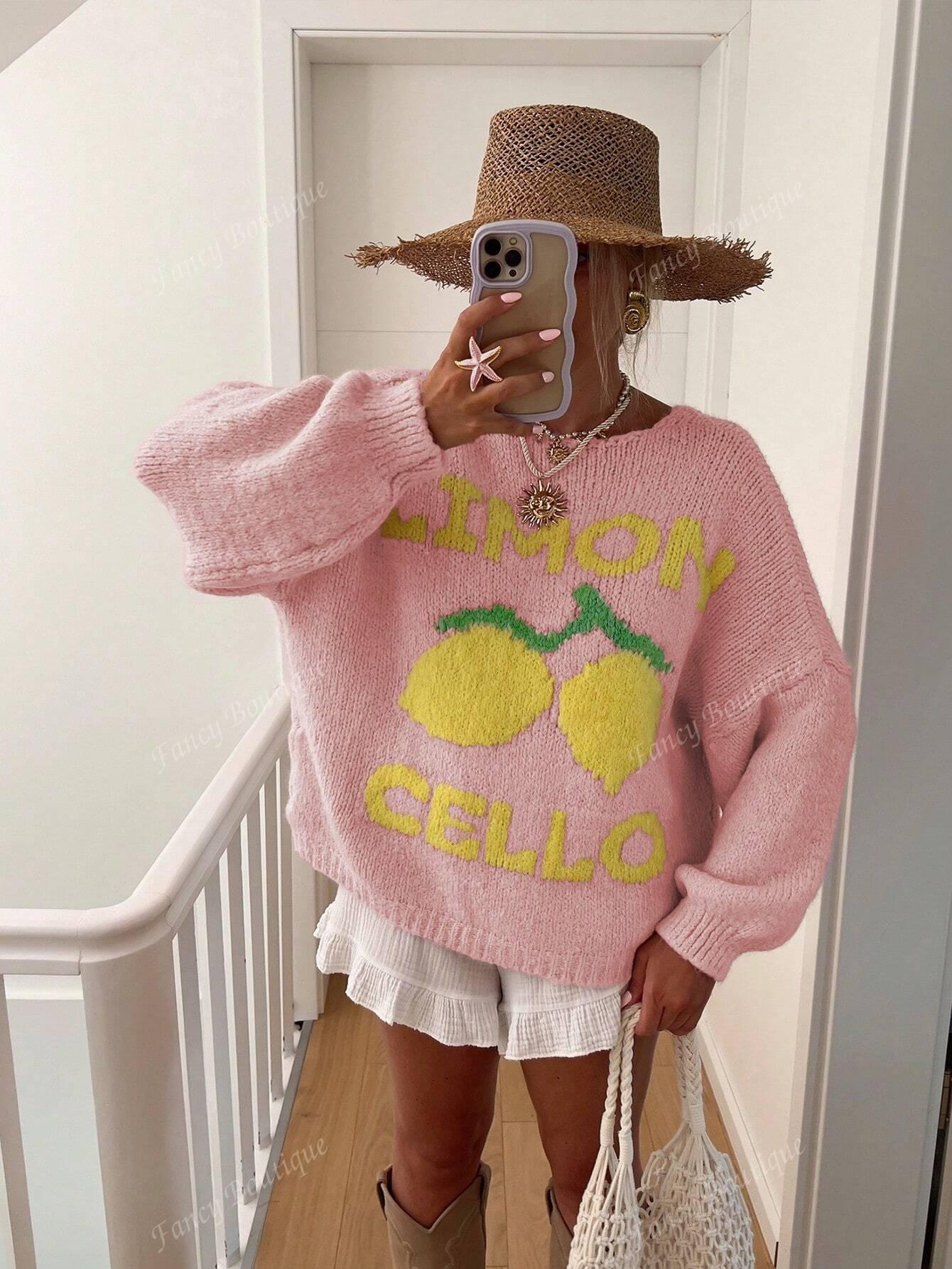 GR | Women's Lemon Print Knit Sweater
