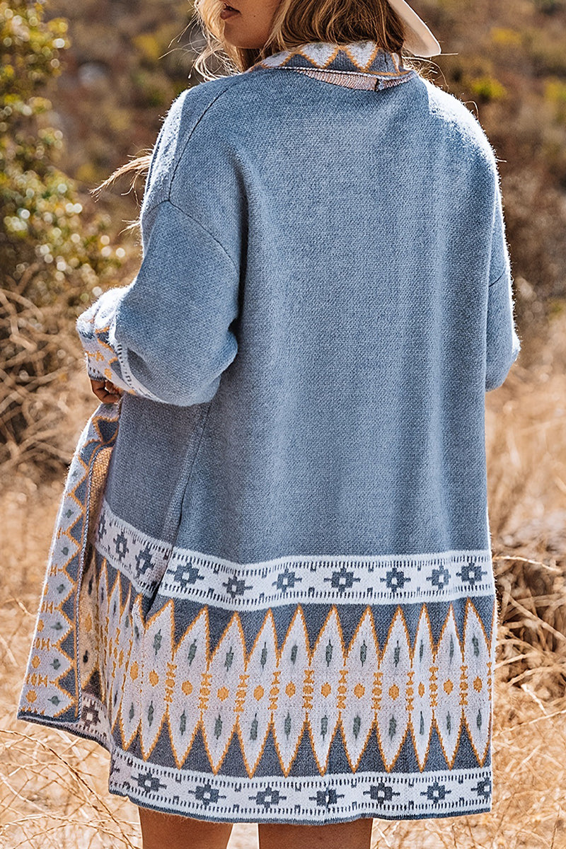 GR | Casual Street Colorblock Pocket Weave Contrast Cardigan Collar Outerwear