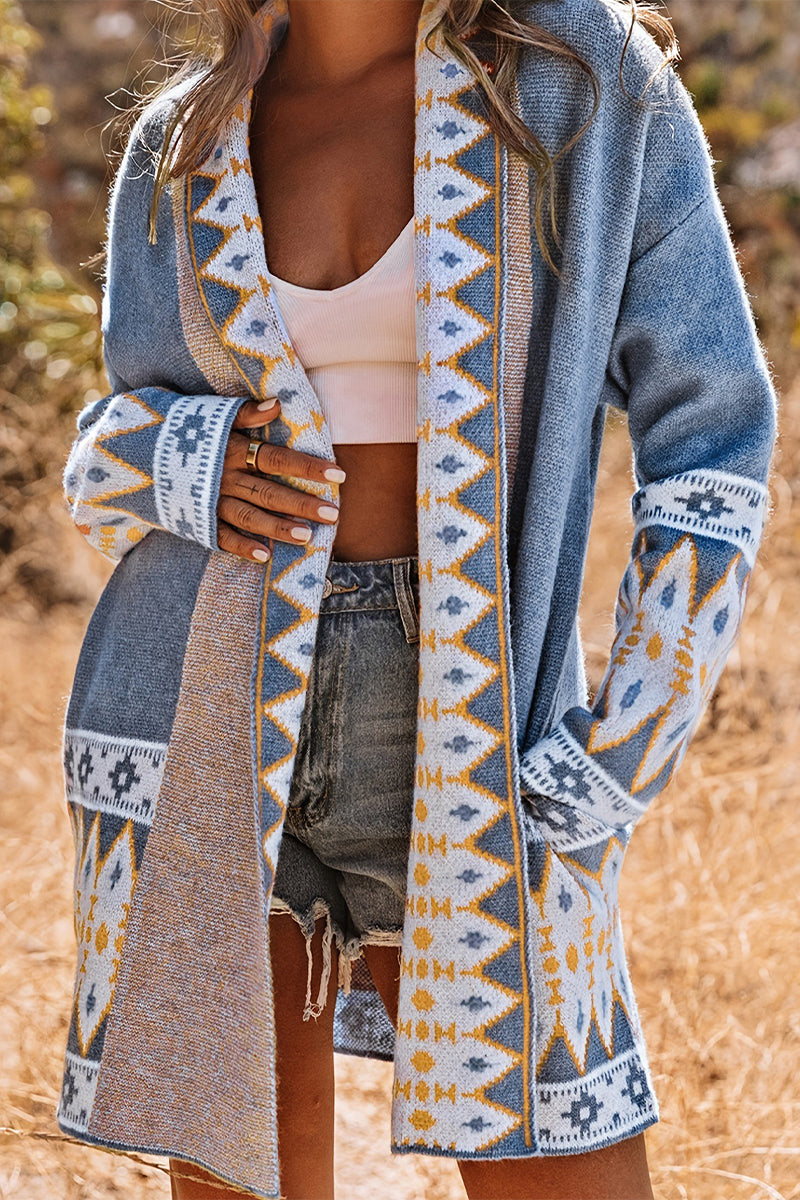 GR | Casual Street Colorblock Pocket Weave Contrast Cardigan Collar Outerwear