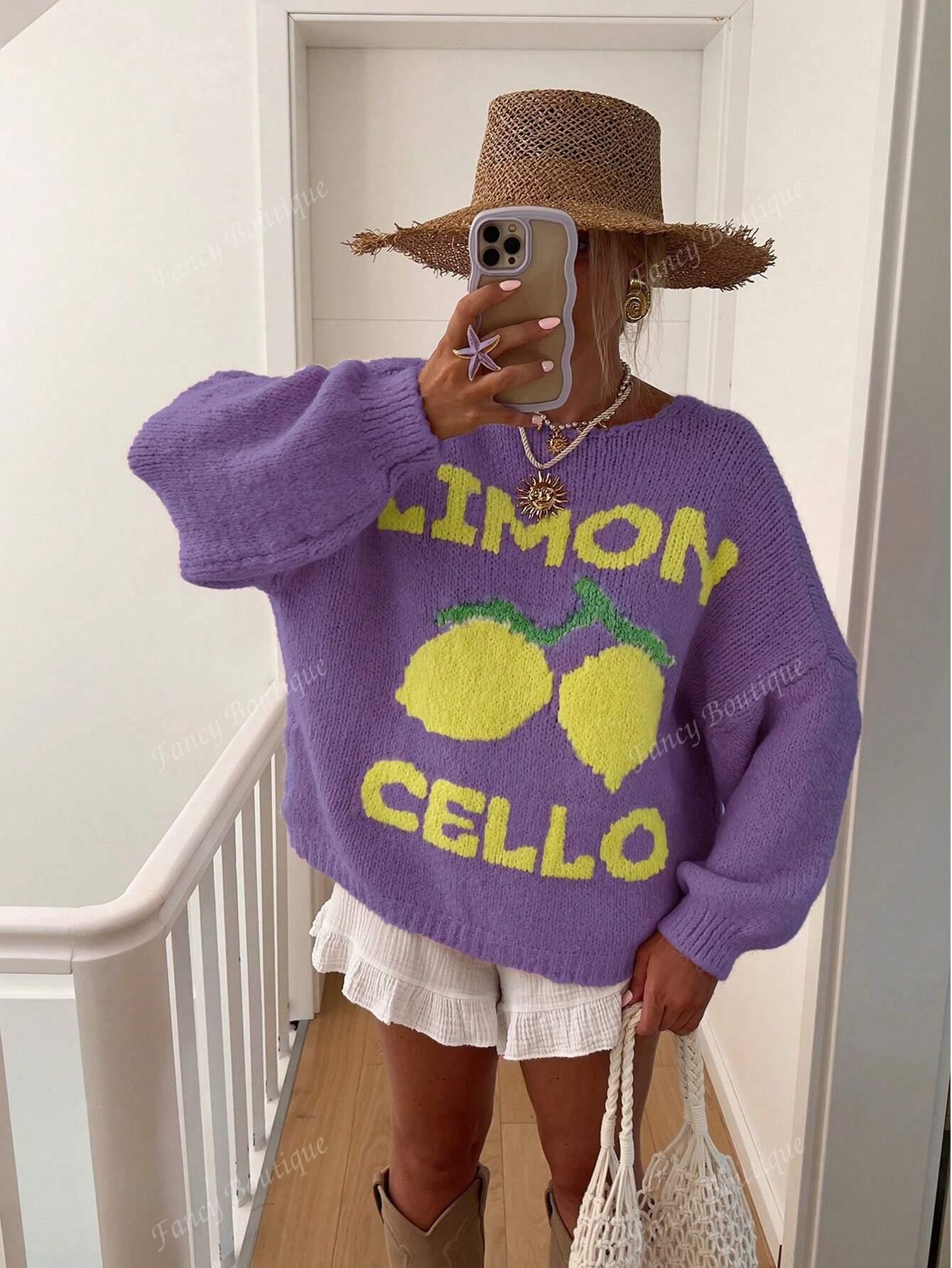 GR | Women's Lemon Print Knit Sweater