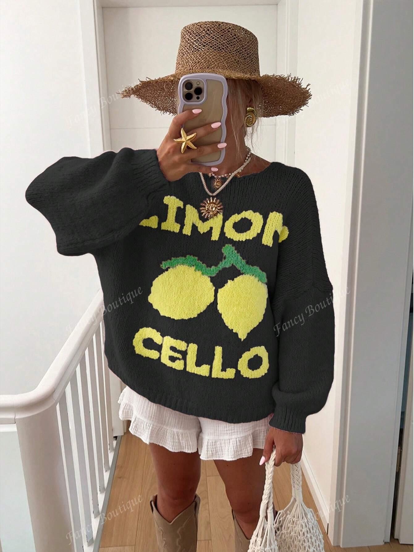 GR | Women's Lemon Print Knit Sweater