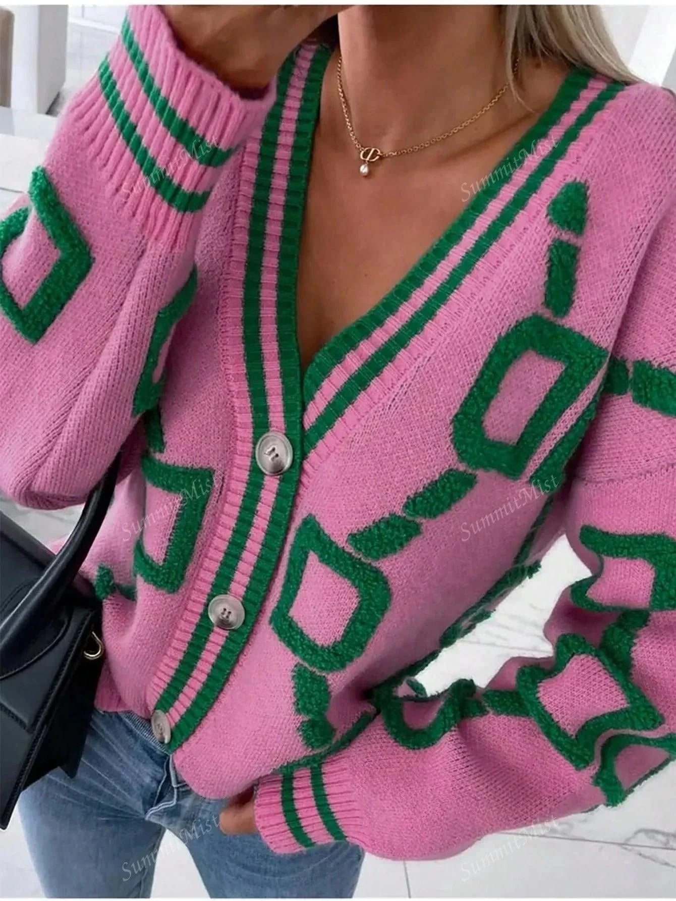 GR | Women's cardigan with graphic prints