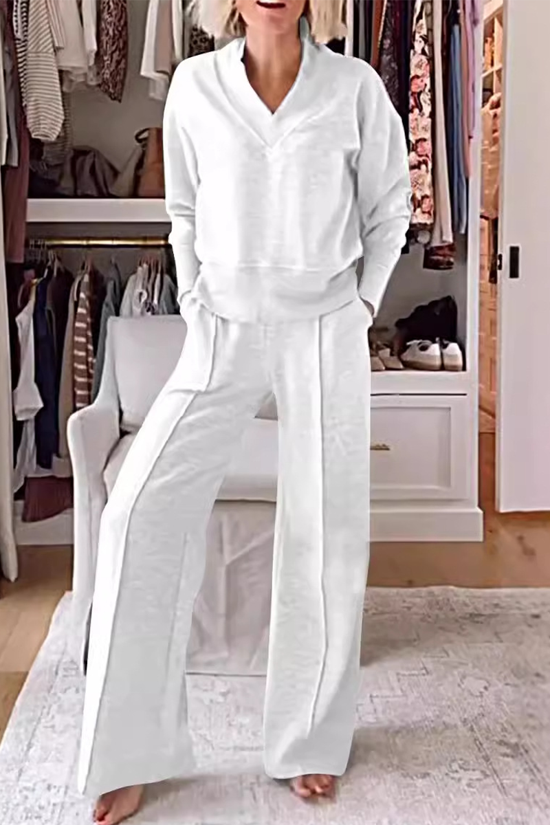 GR | Casual patchwork V-neck long sleeve two-piece set - 7 colours