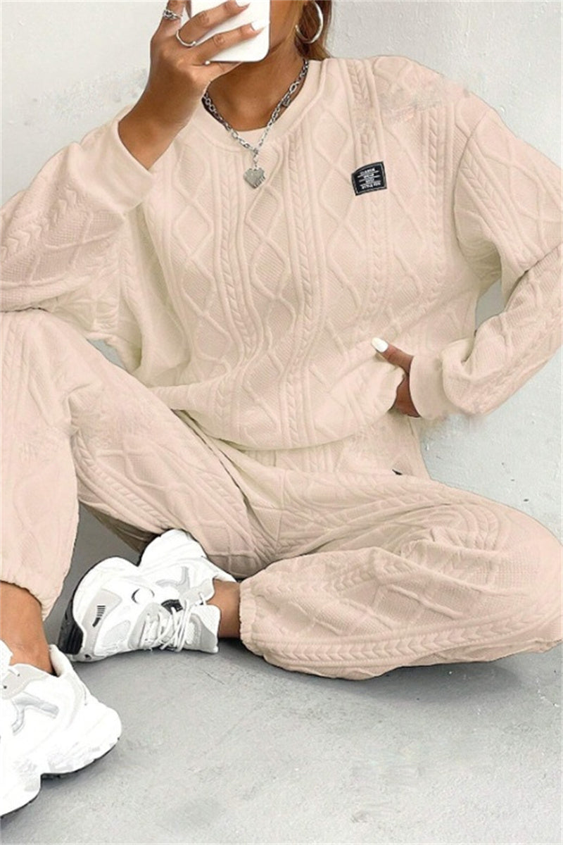 GR | Casual Basic O-Neck Long Sleeve Two-Piece Set - 7 Colors