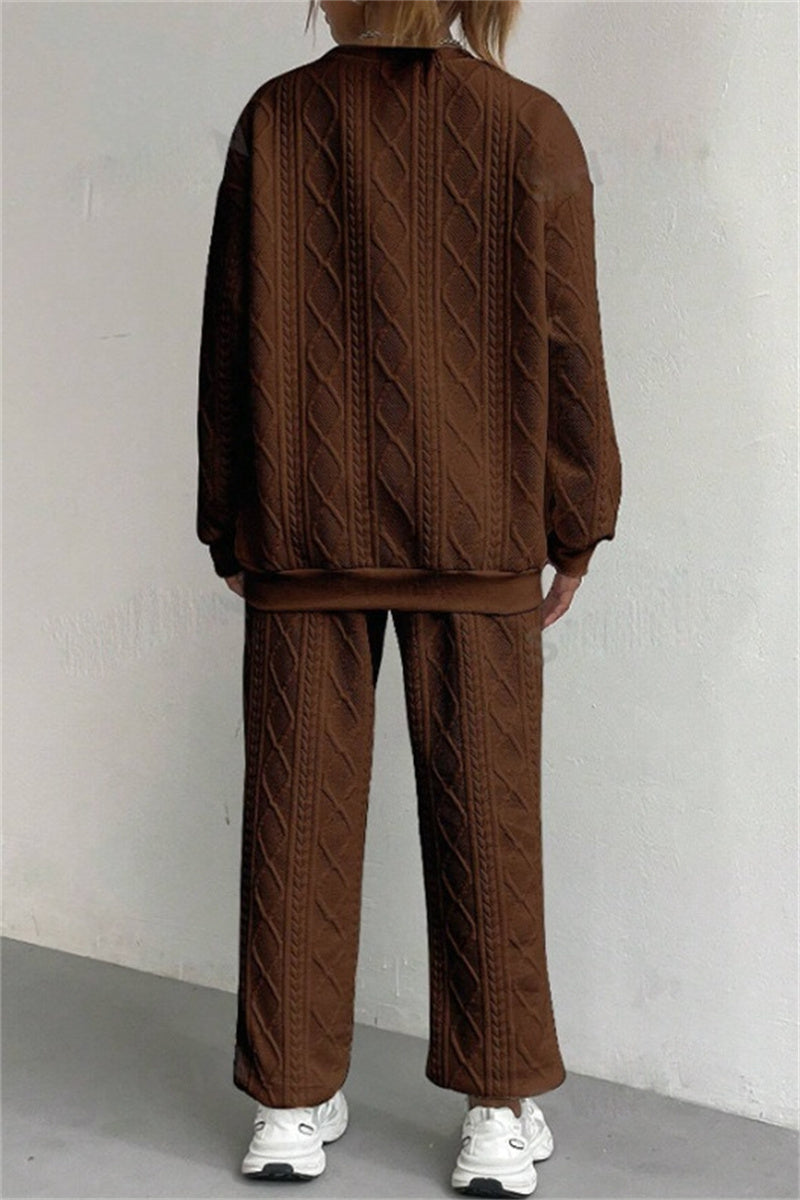 GR | Casual Basic O-Neck Long Sleeve Two-Piece Set - 7 Colors