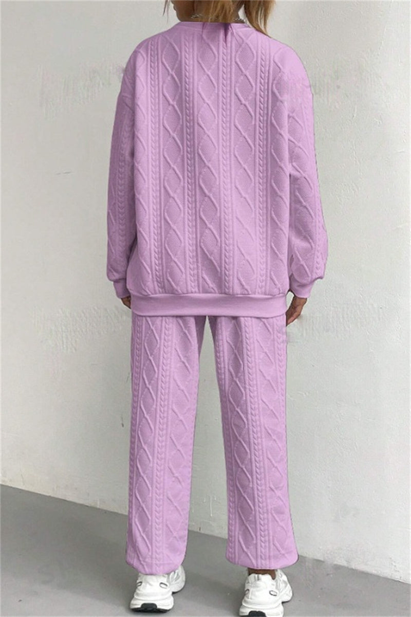 GR | Casual Basic O-Neck Long Sleeve Two-Piece Set - 7 Colors