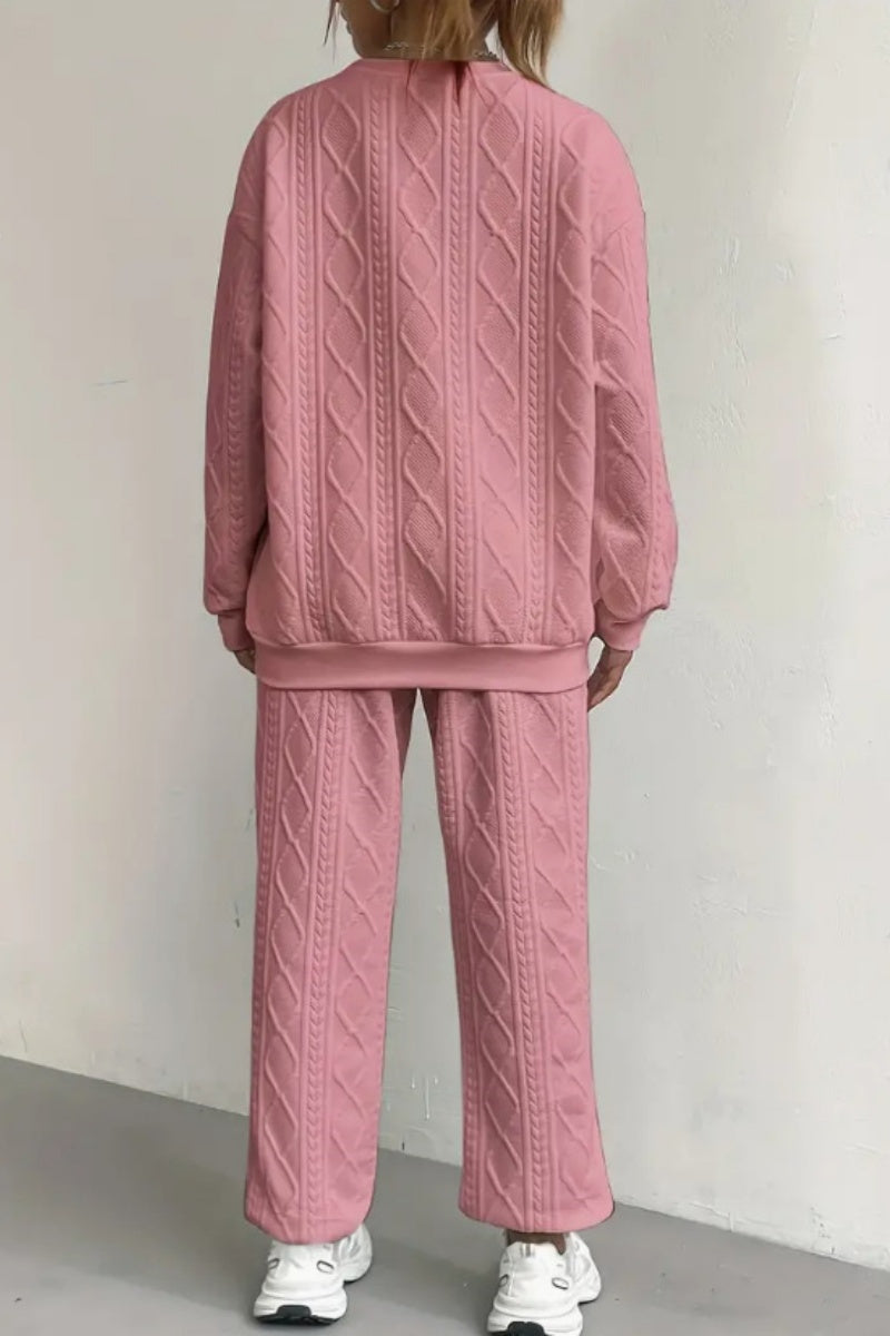 GR | Casual Basic O-Neck Long Sleeve Two-Piece Set - 7 Colors