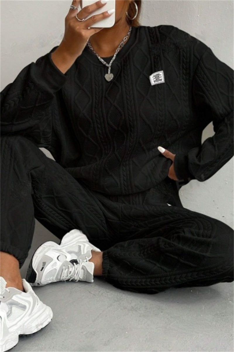 GR | Casual Basic O-Neck Long Sleeve Two-Piece Set - 7 Colors