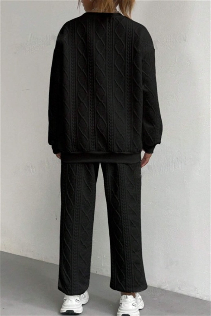 GR | Casual Basic O-Neck Long Sleeve Two-Piece Set - 7 Colors