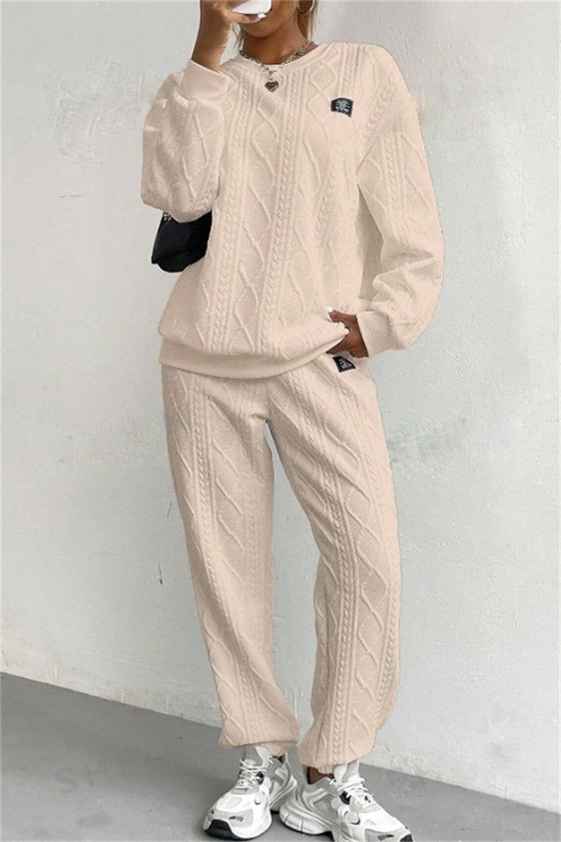 GR | Casual Basic O-Neck Long Sleeve Two-Piece Set - 7 Colors