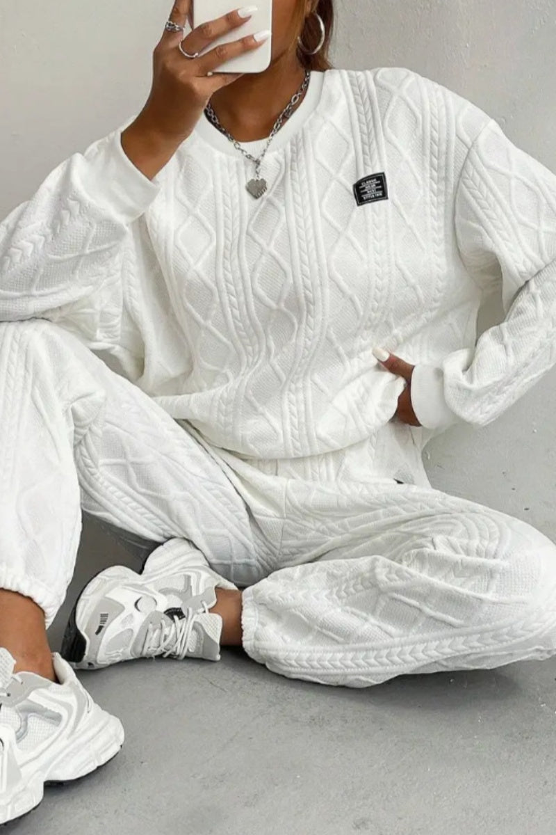 GR | Casual Basic O-Neck Long Sleeve Two-Piece Set - 7 Colors