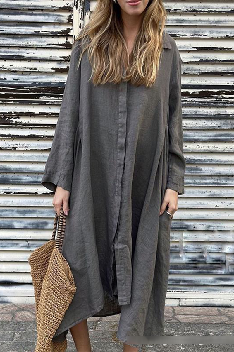 GR | Casual Pocket Turn-Down Collar Shirt Dresses - 6 Colors
