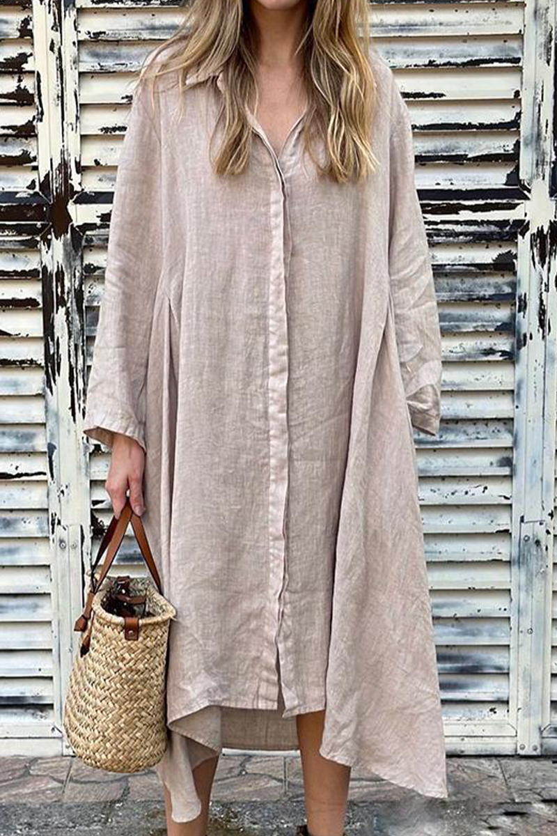 GR | Casual Pocket Turn-Down Collar Shirt Dresses - 6 Colors