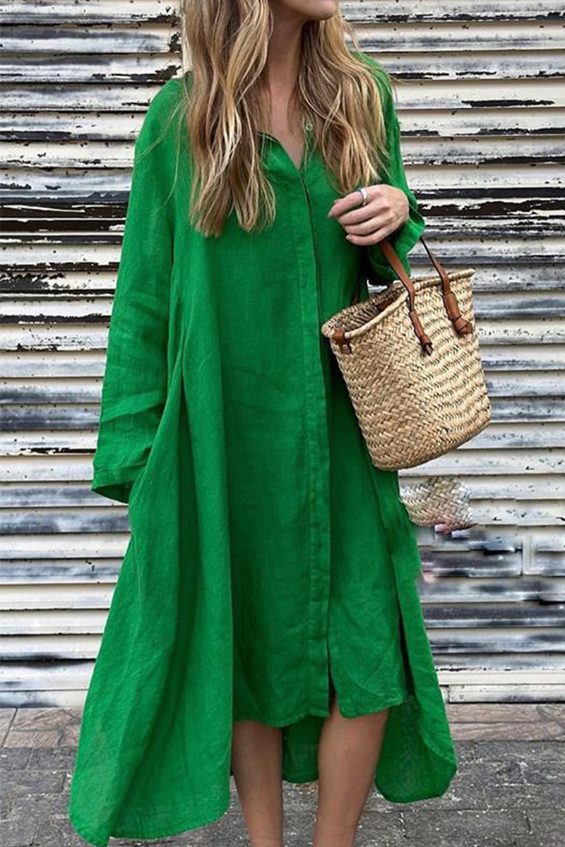 GR | Casual Pocket Turn-Down Collar Shirt Dresses - 6 Colors