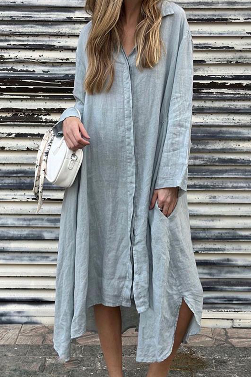GR | Casual Pocket Turn-Down Collar Shirt Dresses - 6 Colors