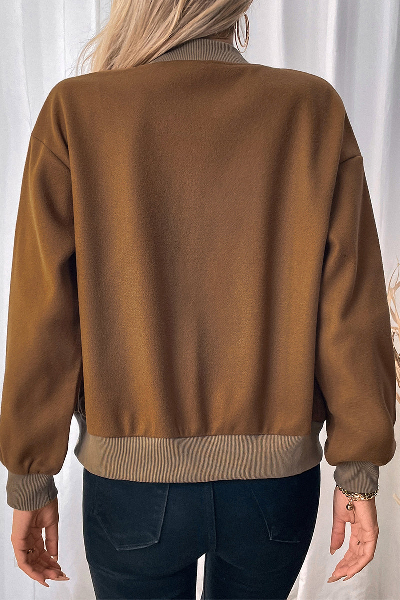 GR | Casual outerwear with an unfinished O-neck and pocket button