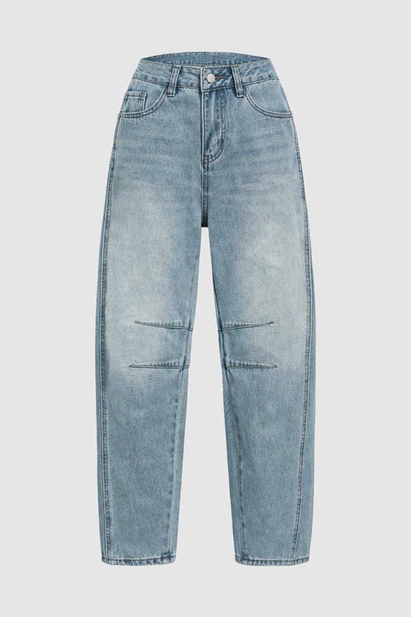 GR | Casual Distressed Contrast Mid Waist Denim Jeans