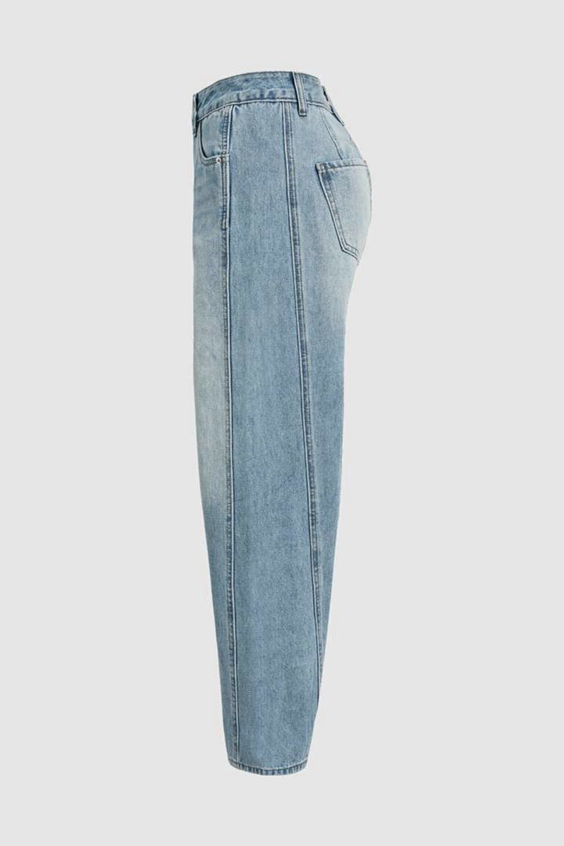 GR | Casual Distressed Contrast Mid Waist Denim Jeans