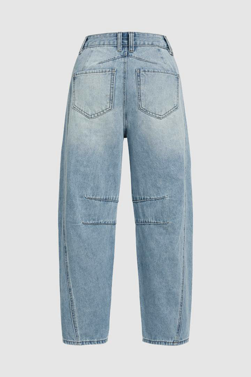 GR | Casual Distressed Contrast Mid Waist Denim Jeans