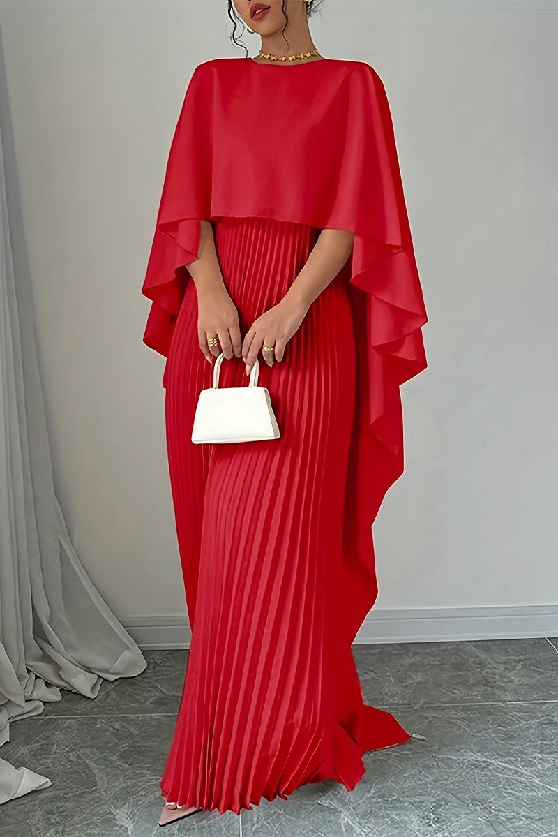GR | Elegante Unregelmäßige Falten-O-Hals Lange Kleider - 3 Farben