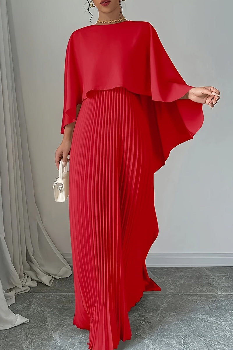 GR | Elegante Unregelmäßige Falten-O-Hals Lange Kleider - 3 Farben