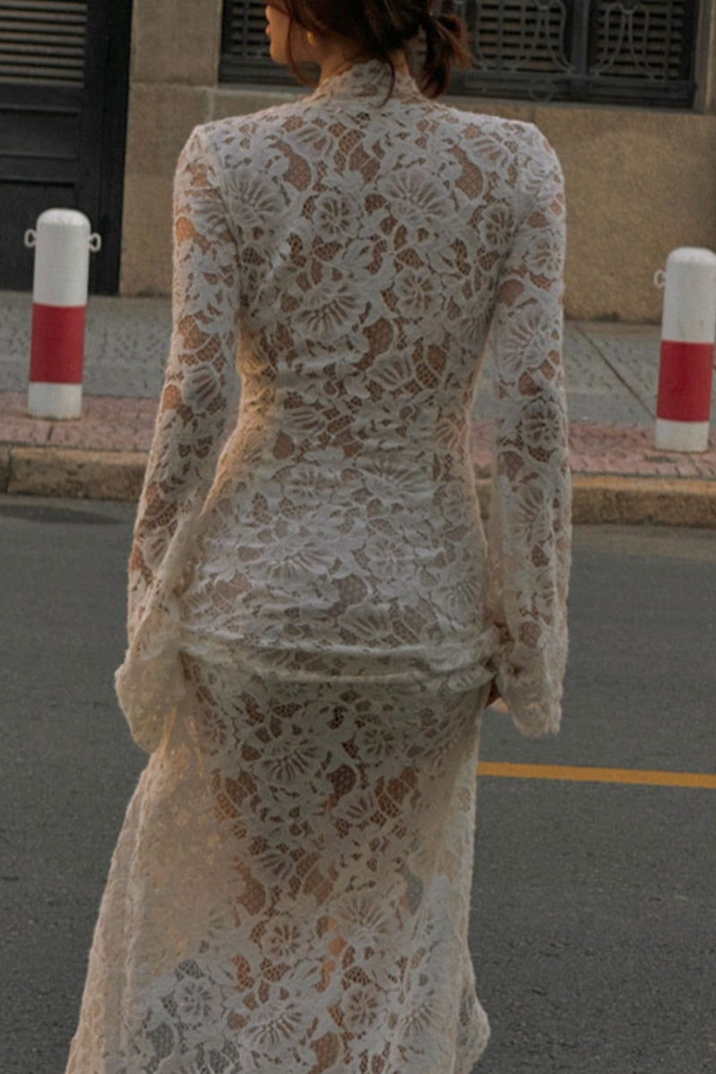 GR | Sexy Lace Sheer Strapless V-Neck Lace Dress Dresses