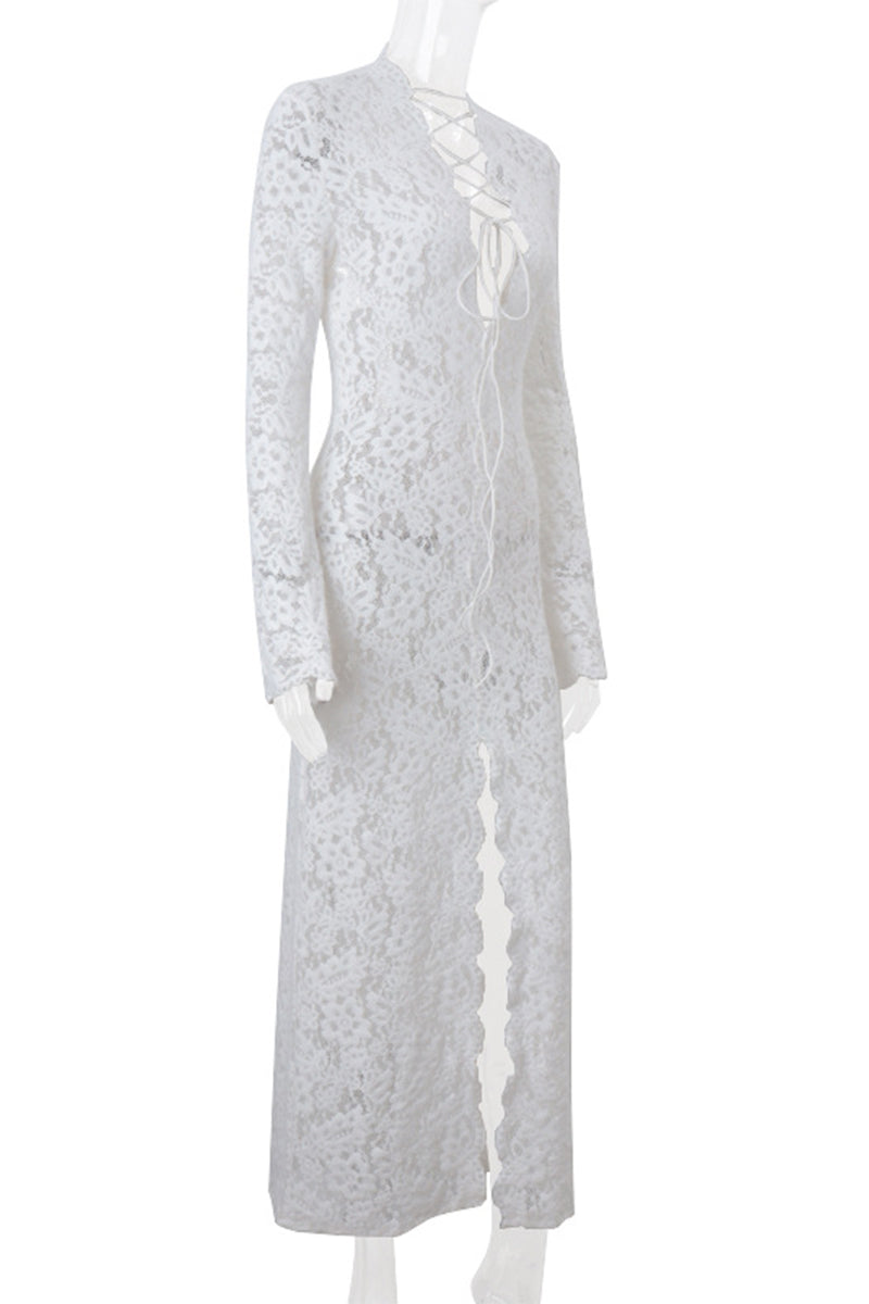 GR | Sexy Lace Sheer Strapless V-Neck Lace Dress Dresses