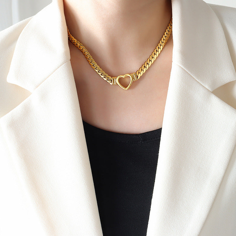 GR | Small Heart Necklace Titanium Steel Hole
