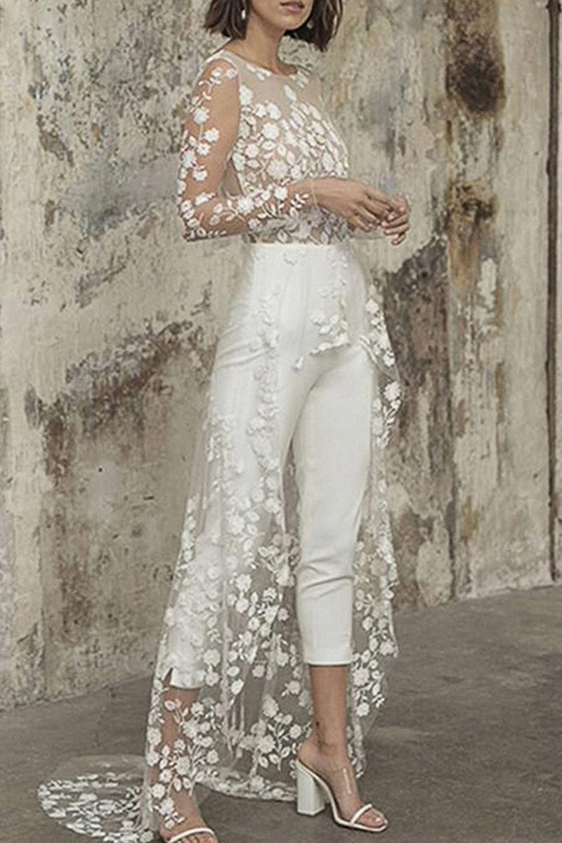 GR | Sexy Spitze Patchwork O-Ausschnitt Gerade Overall