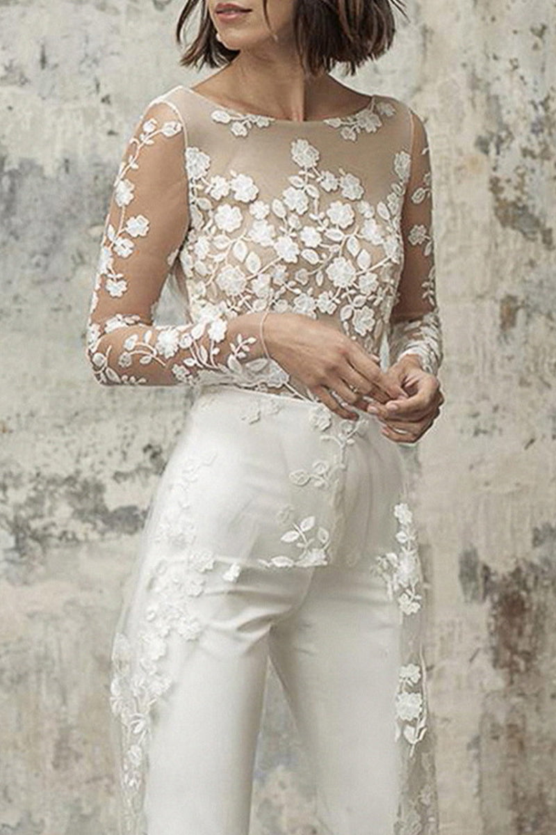 GR | Sexy Spitze Patchwork O-Ausschnitt Gerade Overall