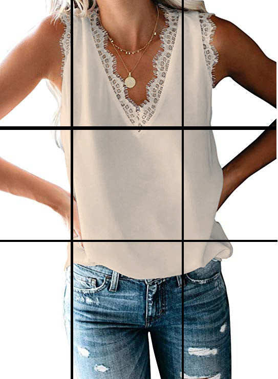 Women's blouse with elegant lace insert, size