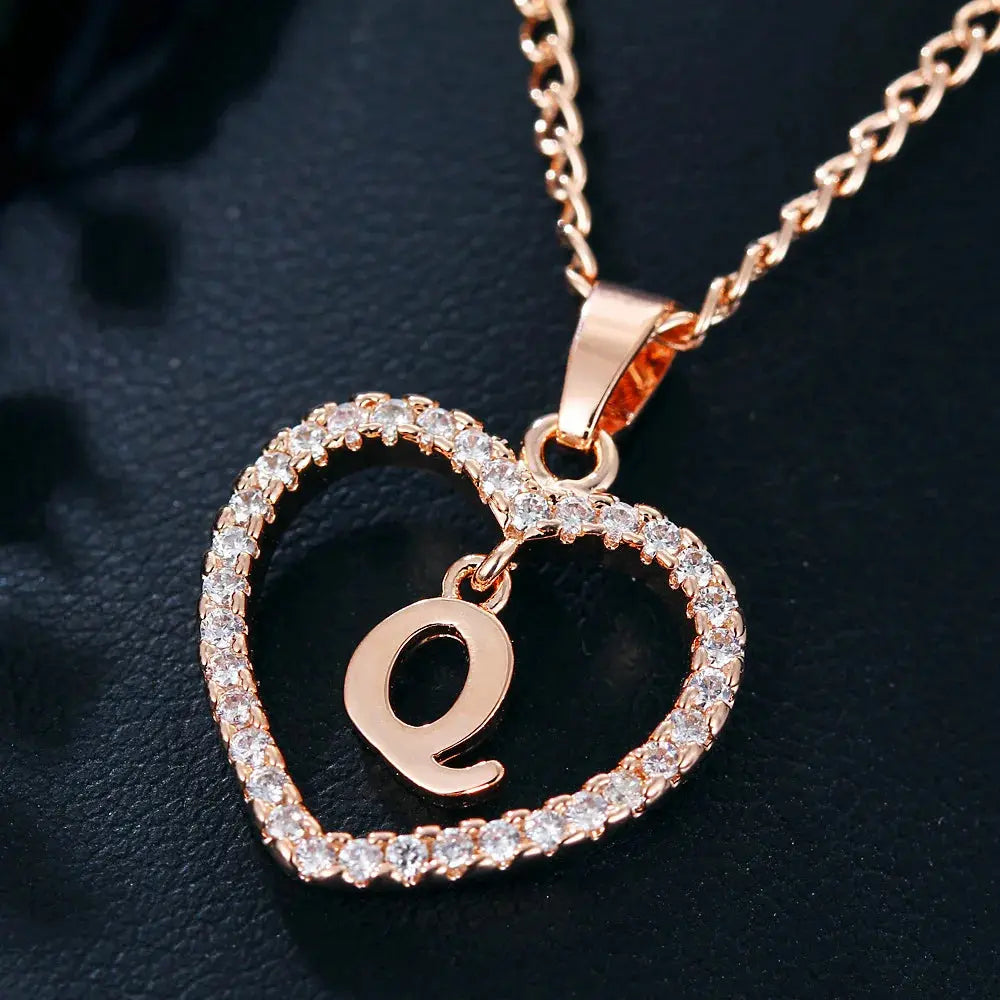 GR | Letter Zircon Love Necklace Jewelry Pendant